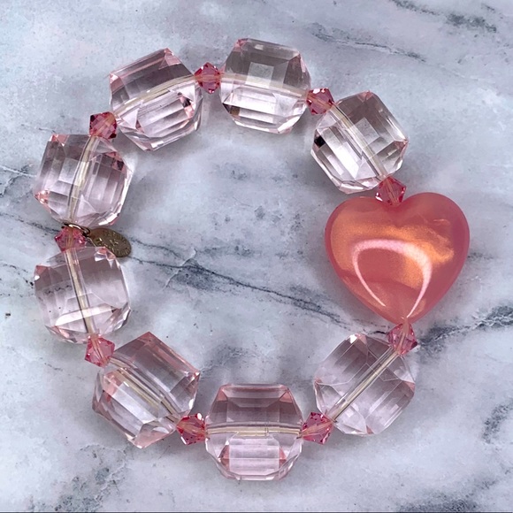 Tarina Tarantino Baby Pink Crystal Heart Bracelet